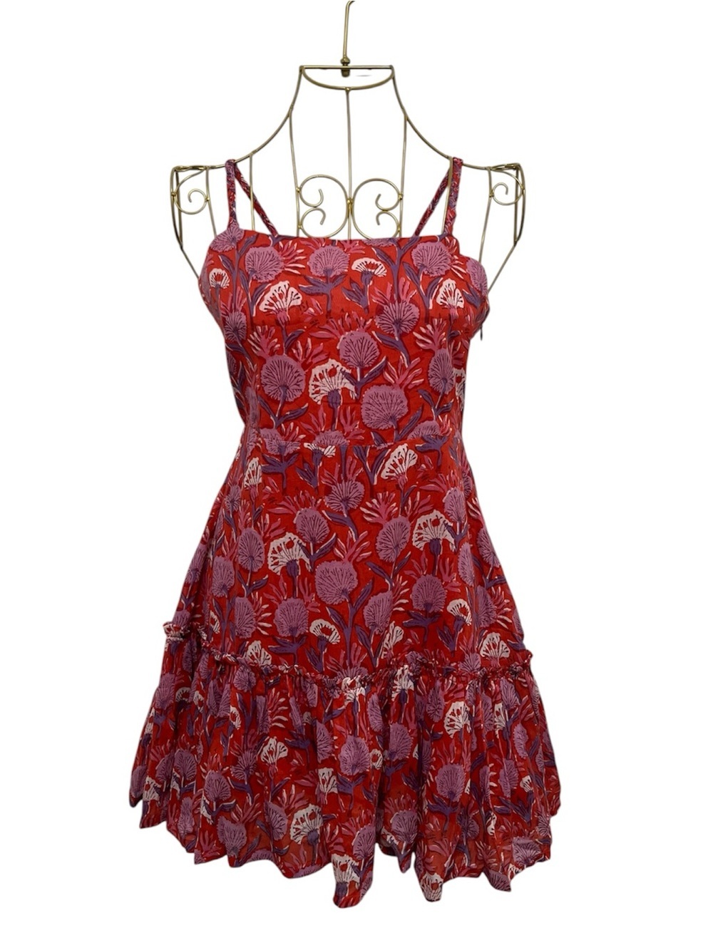 WKND WYFR Cotton Red Floral Sundress with Purple Accent Size XS